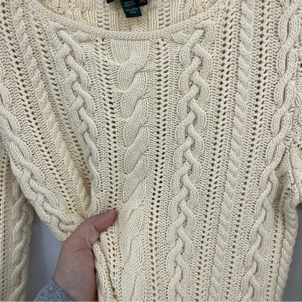 VTG Y2K Lauren Ralph Lauren pullover Sweater LP Cable Knit old money Cottage‎